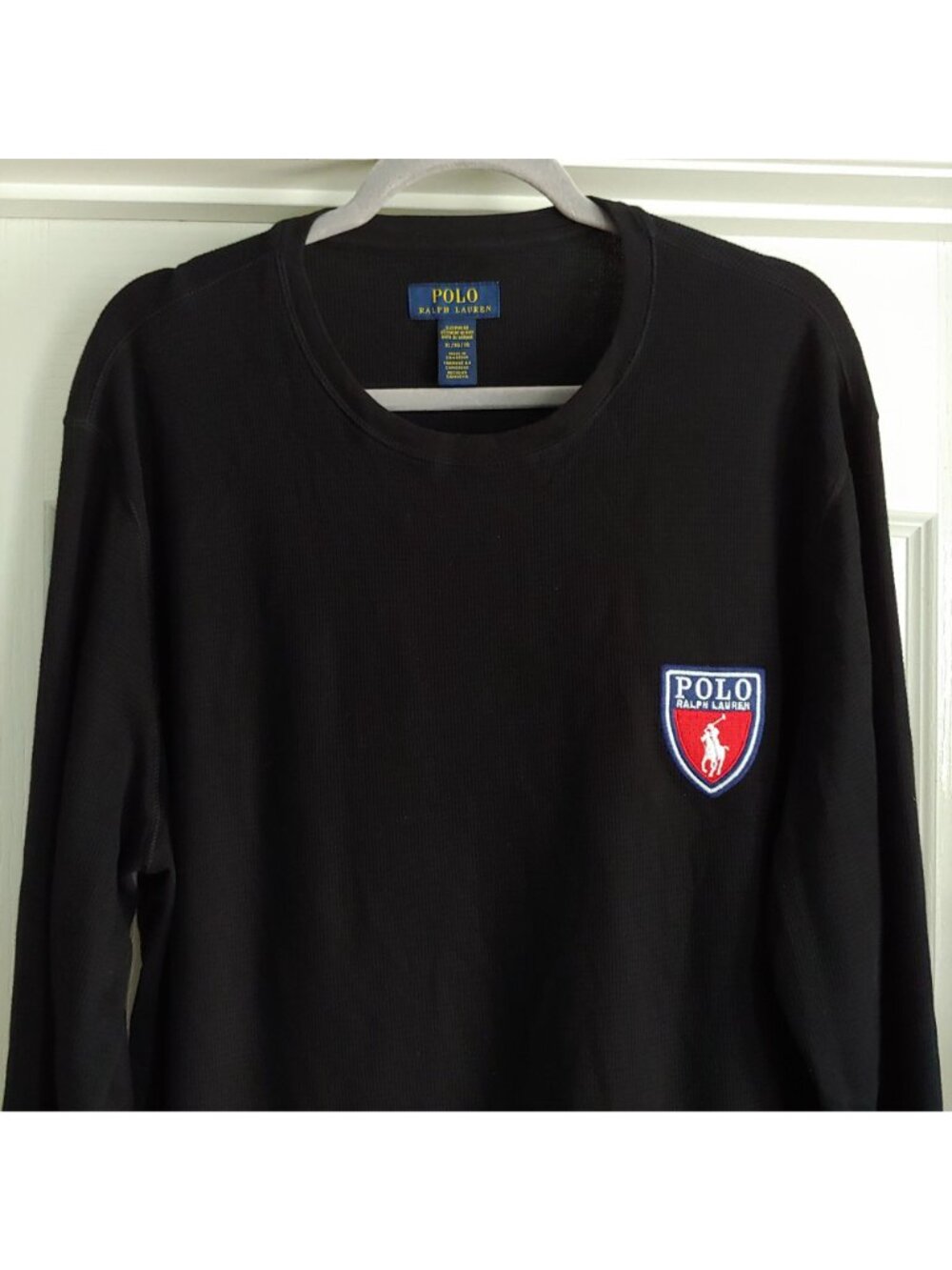 Polo Ralph Lauren Large Pony Logo Ribbed Shirt Black Preppy Collegiate XL - Picture 3 of 8